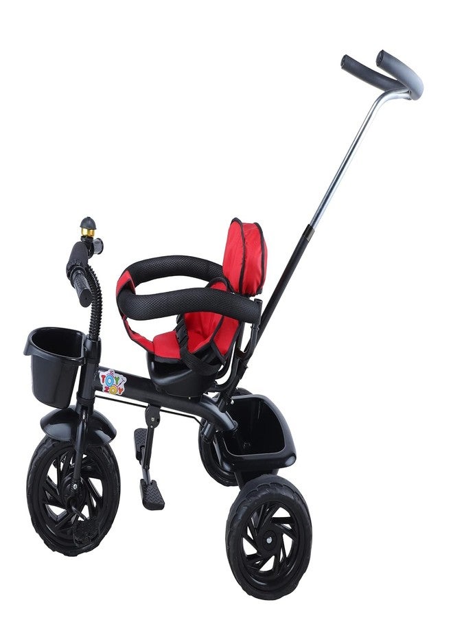 JoyRide Learn-to-Ride Trike on 3 Wheels with Safety Harness, Non-Slip Pedal,Storage Basket and Removable Parent Handle (Dark Red) - Image 4